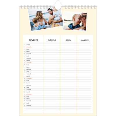 Agenda moderne  Calendrier photo A4